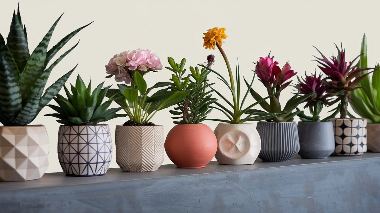 a line of potted plants